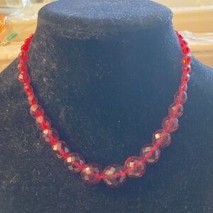 Elegant Red Crystal Beaded Necklace